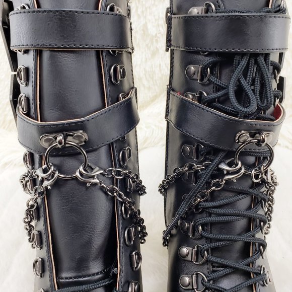 Vivika Goth Granny Ankle Boots Coffin Straps & Chain - Picture 15 of 16